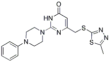 6-{[(5-METHYL-1,3,4-THIADIAZOL-2-YL)THIO]METHYL}-2-(4-PHENYLPIPERAZIN-1-YL)PYRIMIDIN-4(3H)-ONE Struktur