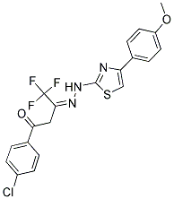 (3Z)-1-(4-CHLOROPHENYL)-4,4,4-TRIFLUOROBUTANE-1,3-DIONE 3-{[4-(4-METHOXYPHENYL)-1,3-THIAZOL-2-YL]HYDRAZONE} Struktur