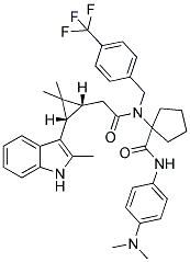 1-(2-((1R,3S)-2,2-DIMETHYL-3-(2-METHYL-1H-INDOL-3-YL)CYCLOPROPYL)-N-(4-(TRIFLUOROMETHYL)BENZYL)ACETAMIDO)-N-(4-(DIMETHYLAMINO)PHENYL)CYCLOPENTANECARBOXAMIDE Struktur