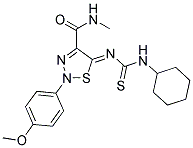 (5Z)-5-{[(CYCLOHEXYLAMINO)CARBONOTHIOYL]IMINO}-2-(4-METHOXYPHENYL)-N-METHYL-2,5-DIHYDRO-1,2,3-THIADIAZOLE-4-CARBOXAMIDE Struktur