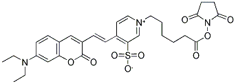 6-[4-(7-DIETHYLAMINO-2-OXO-1-BENZOPYRAN-3-YLVINYL)-3-SULFONATOPYRIDINIO]HEXANOIC ACID N-SUCCINIMIDYL ESTER Struktur