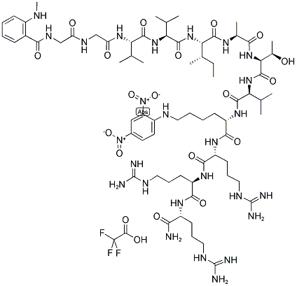 NMA-GLY-GLY-VAL-VAL-ILE-ALA-THR-VAL-LYS(DNP)-D-ARG-D-ARG-D-ARG-NH2 TRIFLUOROACETATE Struktur