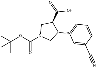 BOC-(TRANS)-4-(3-CYANO-PHENYL)-PYRROLIDINE-3-CARBOXYLIC ACID Struktur