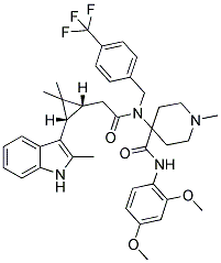 N-(2,4-DIMETHOXYPHENYL)-4-(2-((1R,3S)-2,2-DIMETHYL-3-(2-METHYL-1H-INDOL-3-YL)CYCLOPROPYL)-N-(4-(TRIFLUOROMETHYL)BENZYL)ACETAMIDO)-1-METHYLPIPERIDINE-4-CARBOXAMIDE Struktur