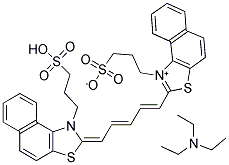 N,N-DIETHYL-1-ETHANAMINIUM 3-(2-((E,2E,4E)-5-[1-(3-SULFONATOPROPYL)NAPHTHO[1,2-D][1,3]THIAZOL-1-IUM-2-YL]-2,4-PENTADIENYLIDENE)NAPHTHO[1,2-D][1,3]THIAZOL-1-YL)-1-PROPANESULFONATE Struktur