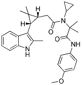 2-(CYCLOPROPYL{2-[(1R,3S)-2,2-DIMETHYL-3-(2-METHYL-1H-INDOL-3-YL)CYCLOPROPYL]ACETYL}AMINO)-N-(4-METHOXYPHENYL)-2-METHYLPROPANAMIDE Struktur