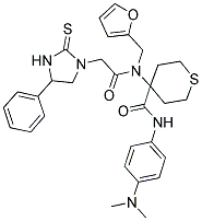 N-(4-(DIMETHYLAMINO)PHENYL)-4-(N-(FURAN-2-YLMETHYL)-2-(4-PHENYL-2-THIOXOIMIDAZOLIDIN-1-YL)ACETAMIDO)-TETRAHYDRO-2H-THIOPYRAN-4-CARBOXAMIDE Struktur