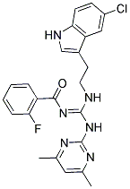 N'-(2-FLUOROBENZOYL)-N-[2-(5-CHLORO-1H-INDOL-3-YL)ETHYL]-N'-(4,6-DIMETHYL-2-PYRIMIDINYL)GUANIDINE Struktur