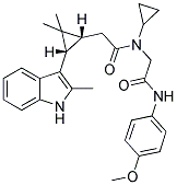 2-(CYCLOPROPYL{2-[(1R,3S)-2,2-DIMETHYL-3-(2-METHYL-1H-INDOL-3-YL)CYCLOPROPYL]ACETYL}AMINO)-N-(4-METHOXYPHENYL)ACETAMIDE Struktur