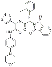 2-(1,3-DIOXOISOINDOLIN-2-YL)-N-(2-FLUOROBENZYL)-N-(2-(4-MORPHOLINOPHENYLAMINO)-2-OXO-1-(1,2,3-THIADIAZOL-4-YL)ETHYL)ACETAMIDE Struktur