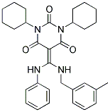 1,3-DICYCLOHEXYL-5-((3-METHYLBENZYLAMINO)(PHENYLAMINO)METHYLENE)PYRIMIDINE-2,4,6(1H,3H,5H)-TRIONE Struktur