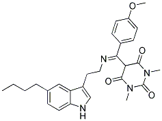 5-[{[2-(5-BUTYL-1H-INDOL-3-YL)ETHYL]IMINO}(4-METHOXYPHENYL)METHYL]-1,3-DIMETHYL-2,4,6(1H,3H,5H)-PYRIMIDINETRIONE Struktur