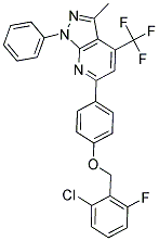 6-(4-(2-CHLORO-6-FLUOROBENZYLOXY)PHENYL)-3-METHYL-1-PHENYL-4-(TRIFLUOROMETHYL)-1H-PYRAZOLO[3,4-B]PYRIDINE Struktur