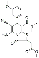 METHYL 2-[5-AMINO-6-CYANO-8-[(DIMETHYLAMINO)CARBONYL]-7-(3-METHOXYPHENYL)-3-OXO-2,3-DIHYDRO-7H-[1,3]THIAZOLO[3,2-A]PYRIDIN-2-YL]ACETATE Struktur