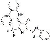 (4Z)-2-(1,3-BENZOTHIAZOL-2-YL)-4-[(1,1'-BIPHENYL-2-YLAMINO)METHYLENE]-5-(TRIFLUOROMETHYL)-2,4-DIHYDRO-3H-PYRAZOL-3-ONE Struktur