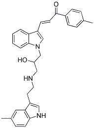 (E)-3-[1-(2-HYDROXY-3-{[2-(5-METHYL-1H-INDOL-3-YL)ETHYL]AMINO}PROPYL)-1H-INDOL-3-YL]-1-(4-METHYLPHENYL)-2-PROPEN-1-ONE Struktur