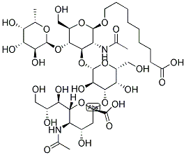 8-HYDROXYCARBONYLOCTYL 5-ACETAMIDO-3,5-DI-DEOXY-D-GLYCERO-ALPHA-D-GALACTO-2-NONULOPYRANOSYL(2-3)-BETA-D-GALACTOPYRANOSYL(1-3)-[ALPHA-L-FUCOPYRANOSY(1-3)]-2-ACETAMIDO-2-DEOXY-BETA-D-GLUCOPYRANOSIDE Struktur