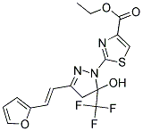 ETHYL 2-[3-[(E)-2-(2-FURYL)VINYL]-5-HYDROXY-5-(TRIFLUOROMETHYL)-4,5-DIHYDRO-1H-PYRAZOL-1-YL]-1,3-THIAZOLE-4-CARBOXYLATE Struktur