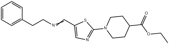 ETHYL 1-(5-[(PHENETHYLIMINO)METHYL]-1,3-THIAZOL-2-YL)-4-PIPERIDINECARBOXYLATE Struktur