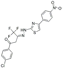 (3Z)-1-(4-CHLOROPHENYL)-4,4,4-TRIFLUOROBUTANE-1,3-DIONE 3-{[4-(4-NITROPHENYL)-1,3-THIAZOL-2-YL]HYDRAZONE} Struktur