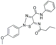 (5Z)-5-(BUTYRYLIMINO)-2-(4-METHOXYPHENYL)-N-PHENYL-2,5-DIHYDRO-1,2,3-THIADIAZOLE-4-CARBOXAMIDE Struktur