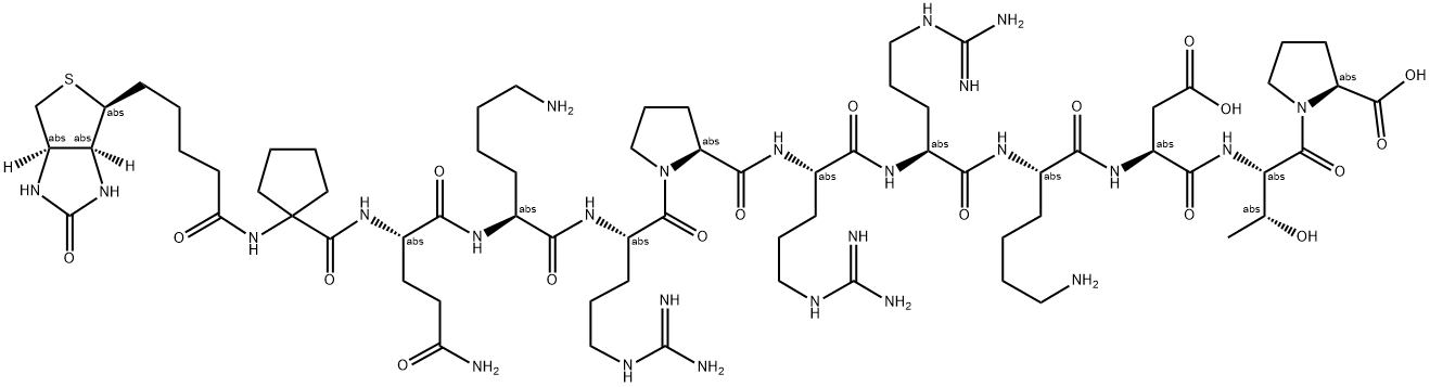 BIOTIN-LC-GLN-LYS-ARG-PRO-ARG-ARG-LYS-ASP-THR-PRO-OH Struktur