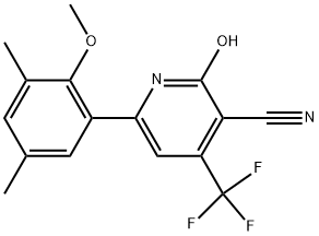 4-(TRIFLUOROMETHYL)-2-HYDROXY-6-(2-METHOXY-3,5-DIMETHYLPHENYL)PYRIDINE-3-CARBONITRILE Struktur