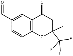 2-METHYL-4-OXO-2-(TRIFLUOROMETHYL)CHROMANE-6-CARBALDEHYDE Struktur