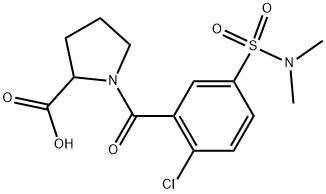 1-[2-CHLORO-5-[(DIMETHYLAMINO)SULFONYL]BENZOYL]PYRROLIDINE-2-CARBOXYLIC ACID Struktur