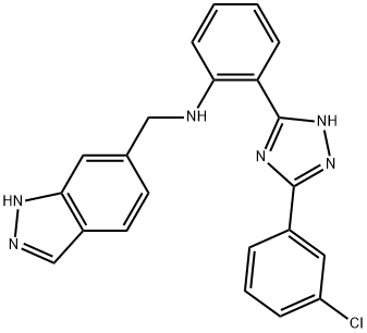 (2-[5-(3-CHLORO-PHENYL)-2H-[1,2,4]TRIAZOL-3-YL]-PHENYL)-(1H-INDAZOL-6-YLMETHYL)-AMINE Struktur