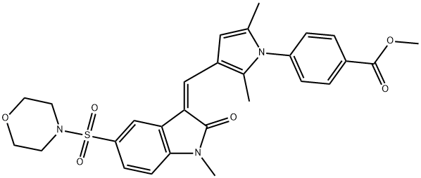 (Z)-METHYL 4-(2,5-DIMETHYL-3-((1-METHYL-5-(MORPHOLINOSULFONYL)-2-OXOINDOLIN-3-YLIDENE)METHYL)-1H-PYRROL-1-YL)BENZOATE Struktur