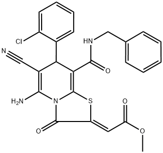 (Z)-METHYL 2-(5-AMINO-8-(BENZYLCARBAMOYL)-7-(2-CHLOROPHENYL)-6-CYANO-3-OXO-3H-THIAZOLO[3,2-A]PYRIDIN-2(7H)-YLIDENE)ACETATE COMPOUND WITH METHANE (1:1) Struktur