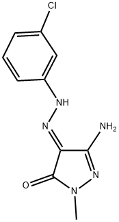 (4E)-3-AMINO-1-METHYL-1H-PYRAZOLE-4,5-DIONE 4-[(3-CHLOROPHENYL)HYDRAZONE] Struktur