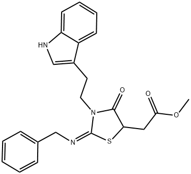 METHYL 2-{3-[2-(1H-INDOL-3-YL)ETHYL]-2-BENZYLIMINO-4-OXO-1,3-THIAZOLIDIN-5-YL}ACETATE Struktur