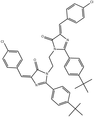 (E)-2-(4-TERT-BUTYLPHENYL)-1-(2-((Z)-2-(4-TERT-BUTYLPHENYL)-4-(4-CHLOROBENZYLIDENE)-5-OXO-4,5-DIHYDROIMIDAZOL-1-YL)ETHYL)-4-(4-CHLOROBENZYLIDENE)-1H-IMIDAZOL-5(4H)-ONE Struktur