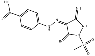 4-{(2Z)-2-[3,5-DIIMINO-1-(METHYLSULFONYL)PYRAZOLIDIN-4-YLIDENE]HYDRAZINO}BENZOIC ACID Struktur