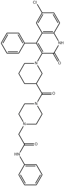 2-(4-(1-(6-CHLORO-2-OXO-4-PHENYL-1,2-DIHYDROQUINOLIN-3-YL)PIPERIDINE-3-CARBONYL)PIPERAZIN-1-YL)-N-PHENYLACETAMIDE Structure