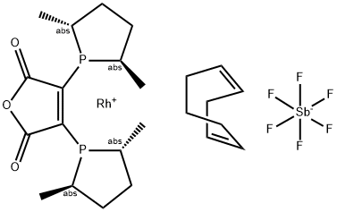 (-)-2,3-BIS[(2R,5R)-2,5-DIMETHYLPHOSPHOLANYL]MALEIC ANHYDRIDE(1,5-CYCLOOCTADIENE)RHODIUM (I) HEXAFLUOROANTIMONATE Struktur