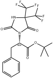 TERT-BUTYL (2S)-2-[2,5-DIOXO-4,4-BIS(TRIFLUOROMETHYL)IMIDAZOLIDIN-1-YL]-3-PHENYLPROPANOATE Struktur