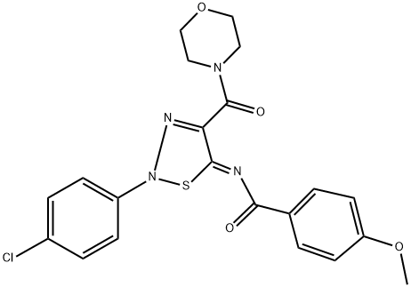 N-[(5Z)-2-(4-CHLOROPHENYL)-4-(MORPHOLIN-4-YLCARBONYL)-1,2,3-THIADIAZOL-5(2H)-YLIDENE]-4-METHOXYBENZAMIDE Struktur