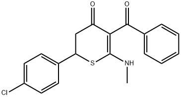 5-BENZOYL-2-(4-CHLOROPHENYL)-6-METHYLAMINO-2,3-DIHYDROTHIOPYRAN-4-ONE Struktur