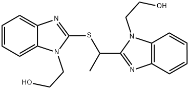 2-[2-((1-[1-(2-HYDROXYETHYL)-1H-BENZIMIDAZOL-2-YL]ETHYL)THIO)-1H-BENZIMIDAZOL-1-YL]ETHANOL Struktur