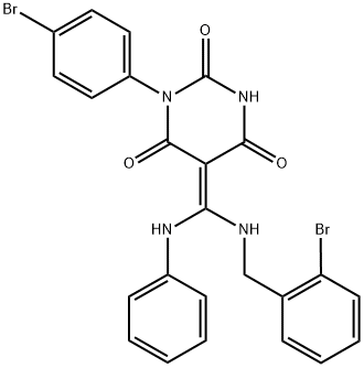 (Z)-5-((2-BROMOBENZYLAMINO)(PHENYLAMINO)METHYLENE)-1-(4-BROMOPHENYL)PYRIMIDINE-2,4,6(1H,3H,5H)-TRIONE Struktur