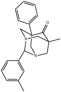 5-METHYL-2-(3-METHYLPHENYL)-7-PHENYL-1,3-DIAZATRICYCLO[3.3.1.1~3,7~]DECAN-6-ONE Struktur