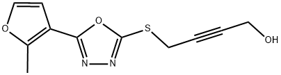 4-([5-(2-METHYL-3-FURYL)-1,3,4-OXADIAZOL-2-YL]THIO)BUT-2-YN-1-OL Struktur