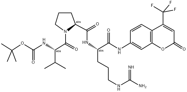 BOC-VAL-PRO-ARG-7-AMINO-4-TRIFLUORO-METHYLCOUMARIN Struktur