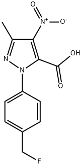 1-[(4-FLUOROMETHYL)PHENYL]-3-METHYL-4-NITRO-1H-PYRAZOLE-5-CARBOXYLIC ACID Struktur