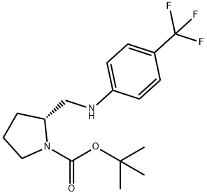 (R)-1-BOC-2-([(4-TRIFLUOROMETHYL-PHENYL)-AMINO]-METHYL)-PYRROLIDINE Struktur