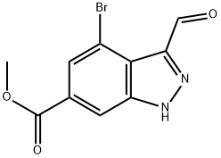 4-BROMO-3-FORMYL-6-INDAZOLECARBOXYLIC ACID METHYL ESTER Struktur