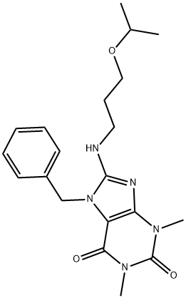 7-BENZYL-8-[(3-ISOPROPOXYPROPYL)AMINO]-1,3-DIMETHYL-3,7-DIHYDRO-1H-PURINE-2,6-DIONE Struktur